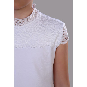 Блузка школьная №13151 "Надежда" кулирка с лайкрой (р-ры: 122-164) белый