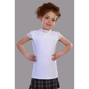 Блузка школьная №13151 "Надежда" кулирка с лайкрой (р-ры: 122-164) белый