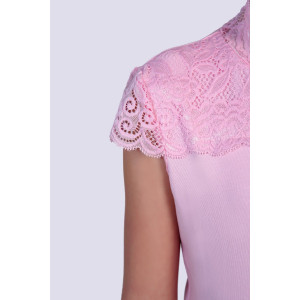 Блузка школьная №13151 "Надежда" кулирка с лайкрой (р-ры: 122-164) светло-розовый