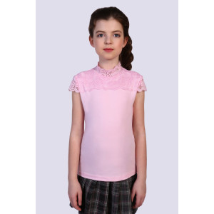 Блузка школьная №13151 "Надежда" кулирка с лайкрой (р-ры: 122-164) светло-розовый