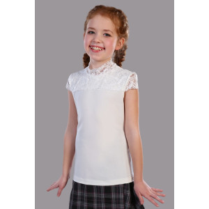 Блузка школьная №13151 "Надежда" кулирка с лайкрой (р-ры: 122-164) крем