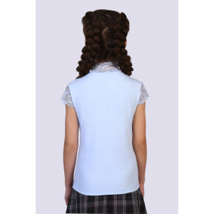 Блузка школьная №13151 "Надежда" кулирка с лайкрой (р-ры: 122-164) светло-голубой