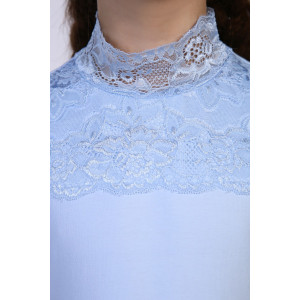 Блузка школьная №13151 "Надежда" кулирка с лайкрой (р-ры: 122-164) светло-голубой