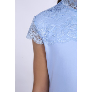 Блузка школьная №13151 "Надежда" кулирка с лайкрой (р-ры: 122-164) светло-голубой