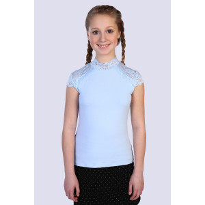 Блузка школьная №13124 "Стелла" кулирка с лайкрой (р-ры: 122-164) светло-голубой