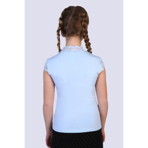 Блузка школьная №13124 "Стелла" кулирка с лайкрой (р-ры: 122-164) светло-голубой