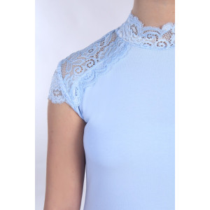 Блузка школьная №13124 "Стелла" кулирка с лайкрой (р-ры: 122-164) светло-голубой