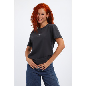Футболка женская №85558 кулирка пенье (р-ры: 42-56) графит