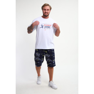 Костюм двойка мужской КМ-01 кулирка (р-ры: 46-56) синий-желтый-белый-Буквы Star Костюм двойка мужской КМ-01 кулирка (р-ры: 46-56) синий-желтый-белый-Буквы Star