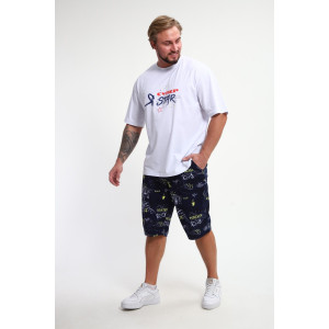 Костюм двойка мужской КМ-01 кулирка (р-ры: 46-56) синий-желтый-белый-Буквы Star Костюм двойка мужской КМ-01 кулирка (р-ры: 46-56) синий-желтый-белый-Буквы Star