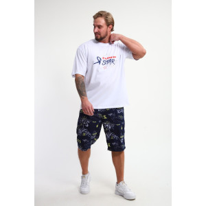 Костюм двойка мужской КМ-01 кулирка (р-ры: 46-56) синий-желтый-белый-Буквы Star Костюм двойка мужской КМ-01 кулирка (р-ры: 46-56) синий-желтый-белый-Буквы Star