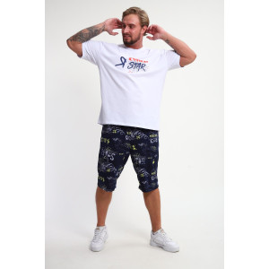 Костюм двойка мужской КМ-01 кулирка (р-ры: 46-56) синий-желтый-белый-Буквы Star Костюм двойка мужской КМ-01 кулирка (р-ры: 46-56) синий-желтый-белый-Буквы Star