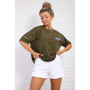 Футболка женская №84305 кулирка с лайкрой (р-ры: 46-56) хаки Футболка женская №84305 кулирка с лайкрой (р-ры: 46-56) хаки