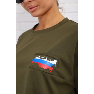 Футболка женская №84305 кулирка с лайкрой (р-ры: 46-56) хаки Футболка женская №84305 кулирка с лайкрой (р-ры: 46-56) хаки