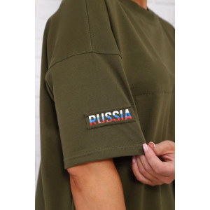 Футболка женская №84305 кулирка с лайкрой (р-ры: 46-56) хаки Футболка женская №84305 кулирка с лайкрой (р-ры: 46-56) хаки