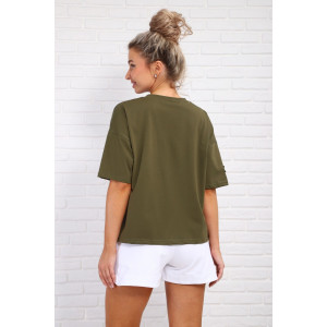 Футболка женская №84305 кулирка с лайкрой (р-ры: 46-56) хаки Футболка женская №84305 кулирка с лайкрой (р-ры: 46-56) хаки