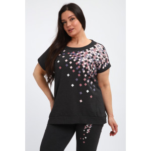 Костюм двойка женский КБЖЖ0142А кулирка (р-ры: L-7XL) графит Костюм двойка женский КБЖЖ0142А кулирка (р-ры: L-7XL) графит