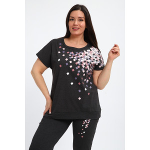 Костюм двойка женский КБЖЖ0142А кулирка (р-ры: L-7XL) графит Костюм двойка женский КБЖЖ0142А кулирка (р-ры: L-7XL) графит