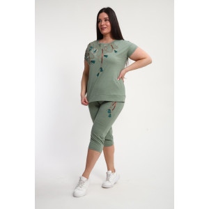 Костюм двойка женский КБЖЖ0142А кулирка (р-ры: L-7XL) фисташковый Костюм двойка женский КБЖЖ0142А кулирка (р-ры: L-7XL) фисташковый