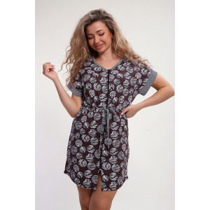 Халат женский №37008 кулирка (р-ры: 46-56) коричневый Халат женский №37008 кулирка (р-ры: 46-56) коричневый