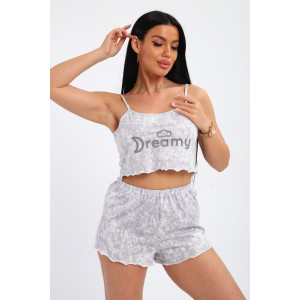 Пижама женская №85672 кулирка (р-ры: 44-54) серый-белый Пижама женская №85672 кулирка (р-ры: 44-54) серый-белый