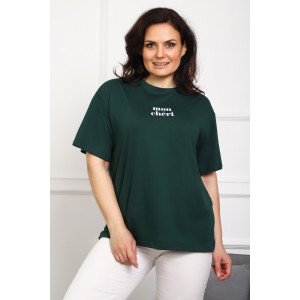 Туника женская №88555 кулирка с лайкрой пенье (р-ры: 46-76) темно-зеленый