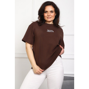 Туника женская №88555 кулирка с лайкрой пенье (р-ры: 46-76) коричневый