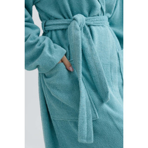 Халат женский 2272-М "Банный" махра (последний размер) бирюзовый 50