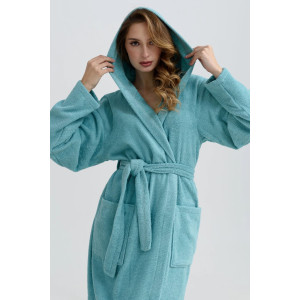 Халат женский 2272-М "Банный" махра (последний размер) бирюзовый 50