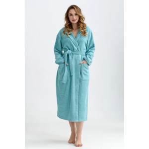 Халат женский 2272-М "Банный" махра (последний размер) бирюзовый 50