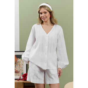 Рубашка женская "Леонис-1" батист шитьё (р-ры: 44-54) белый