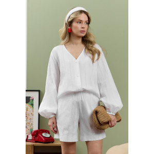 Шорты женские "Леонис-2" батист шитьё (р-ры: 44-54) белый