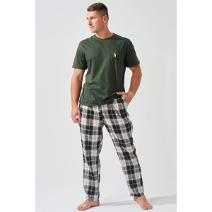 Пижама мужская "Авангард" 2390-К/Ф кулирка-фланель (последний размер) зеленый 54