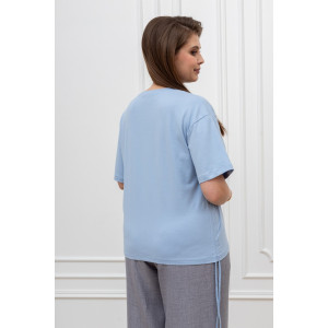 Футболка женская "Искра-1" кулирка с лайкрой (р-ры: 46-56) голубой