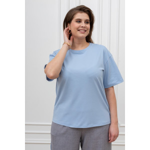 Футболка женская "Искра-1" кулирка с лайкрой (р-ры: 46-56) голубой