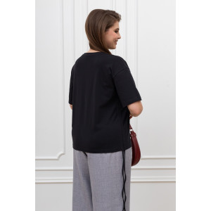 Футболка женская "Искра-1" кулирка с лайкрой (р-ры: 46-56) черный