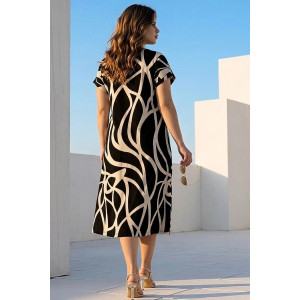 Платье женское "Лотос" кулирка (р-ры: 48-58) абстракция