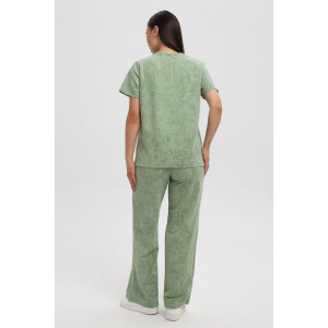 Костюм двойка женский 729 футер 2-х нитка пенье (р-ры: 44-54) фисташковый-варенка