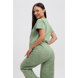 Костюм двойка женский 729 футер 2-х нитка пенье (р-ры: 44-54) фисташковый-варенка