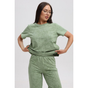 Костюм двойка женский 729 футер 2-х нитка пенье (р-ры: 44-54) фисташковый-варенка