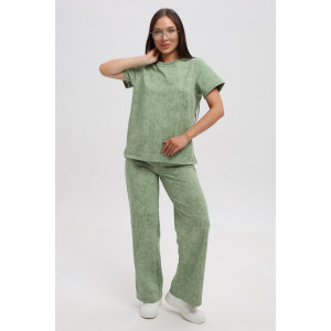 Костюм двойка женский 729 футер 2-х нитка пенье (р-ры: 44-54) фисташковый-варенка