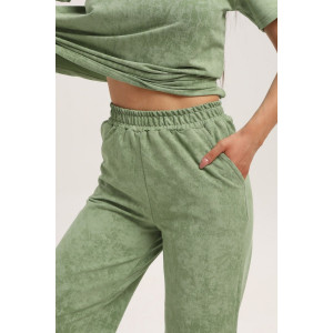 Костюм двойка женский 729 футер 2-х нитка пенье (р-ры: 44-54) фисташковый-варенка