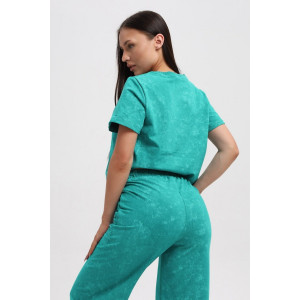 Костюм двойка женский 729 футер 2-х нитка пенье (р-ры: 44-54) изумрудный-варенка