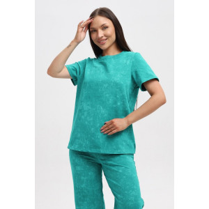 Костюм двойка женский 729 футер 2-х нитка пенье (р-ры: 44-54) изумрудный-варенка