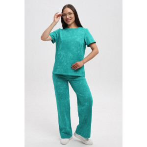 Костюм двойка женский 729 футер 2-х нитка пенье (р-ры: 44-54) изумрудный-варенка