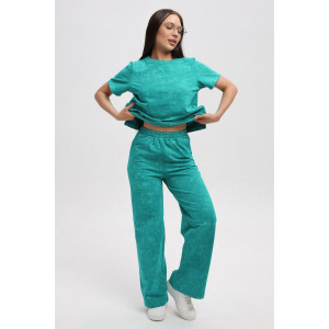 Костюм двойка женский 729 футер 2-х нитка пенье (р-ры: 44-54) изумрудный-варенка