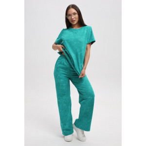 Костюм двойка женский 729 футер 2-х нитка пенье (р-ры: 44-54) изумрудный-варенка