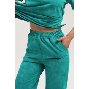 Костюм двойка женский 729 футер 2-х нитка пенье (р-ры: 44-54) изумрудный-варенка