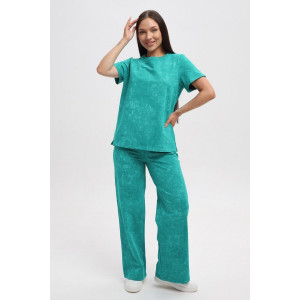 Костюм двойка женский 729 футер 2-х нитка пенье (р-ры: 44-54) изумрудный-варенка