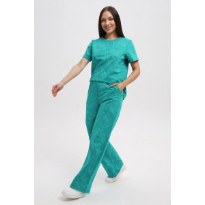 Костюм двойка женский 729 футер 2-х нитка пенье (р-ры: 44-54) изумрудный-варенка